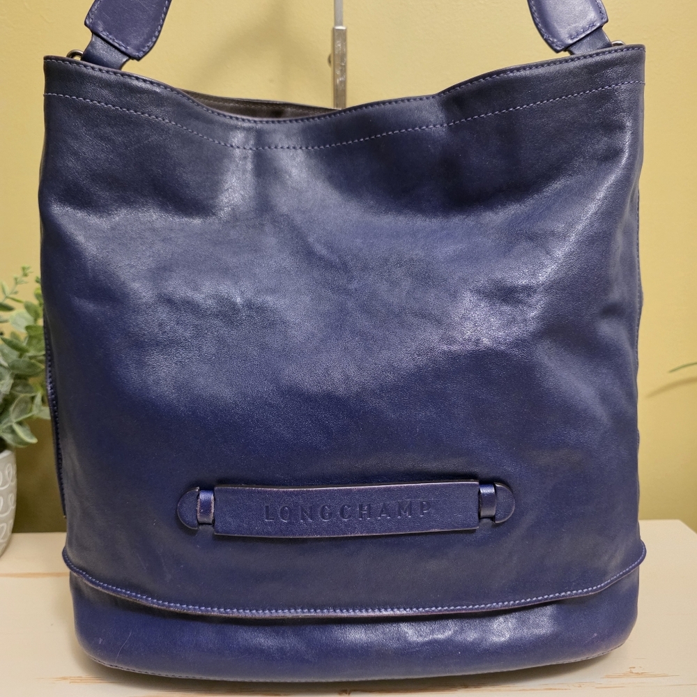 Longchamp | Indigo Leather 3D Hobo Bag - Picture 2 of 16